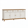 Buffet 180 x 45 x 90 cm en bois blanc et brun à 4 portes 4 tiroirs style campagne