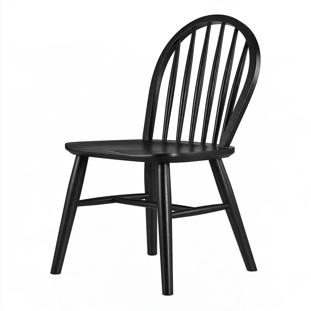 Chaise de salle à manger 52 x 50 x 92 cm en bois noir style scandinave à dossier ajouré