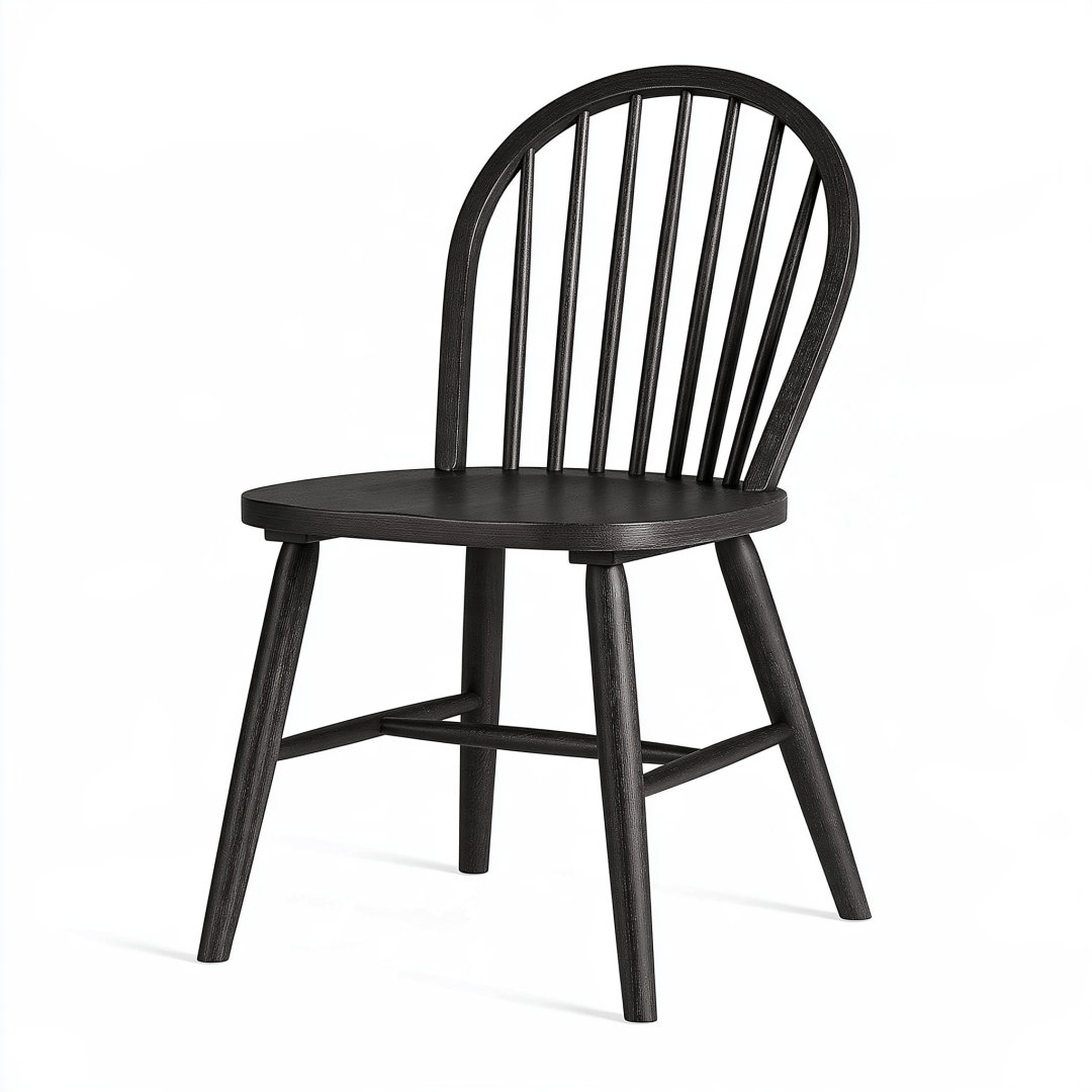 Chaise de salle à manger 52 x 54 x 91 cm en bois noir à barreaux