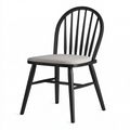 Chaise de salle à manger 52 x 55 x 92 cm en bois noir avec assise rembourrée grise style scandinave