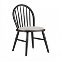 Chaise de salle à manger 49 x 55 x 88 cm en bois noir avec assise rembourrée beige style scandinave