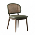 Chaise de salle à manger 48 x 54 x 82 cm en bois cannage et revêtement vert style contemporain