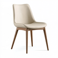 Chaise de salle à manger 48 x 56 x 83 cm revêtement synthétique crème piètement en bois style contemporain