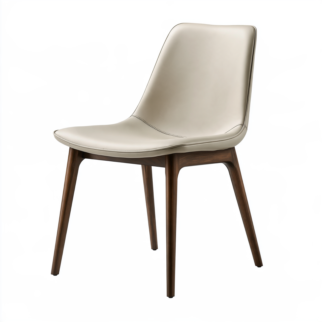 Chaise de salle à manger 47 x 55 x 83 cm beige et noyer revêtement synthétique style contemporain