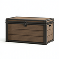 Coffre de rangement 100 cm en bois marron et métal noir avec couvercle verrouillable