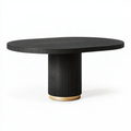 Table à manger ovale 180 x 100 cm noire en bois style contemporain