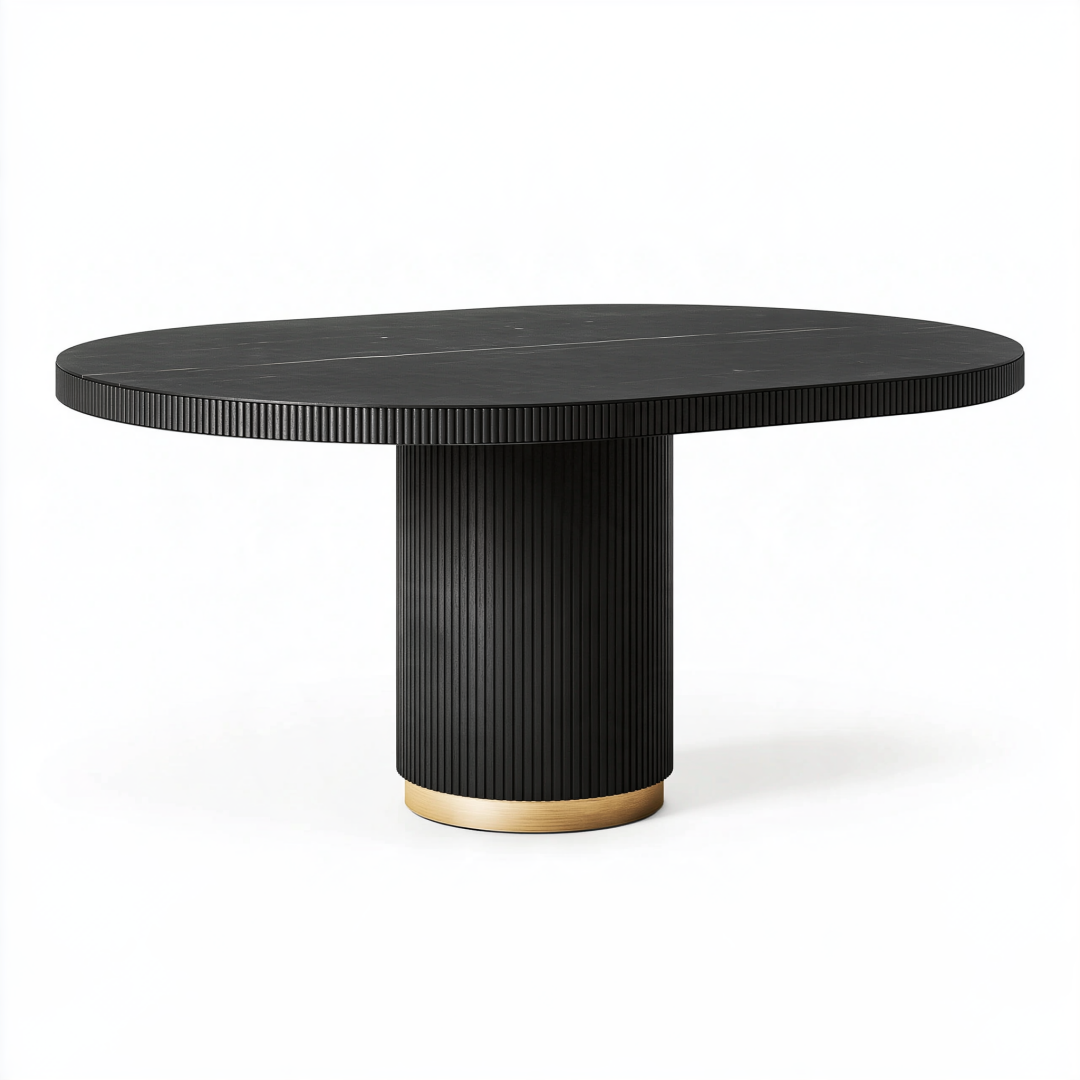 Table à manger ovale 180 x 100 cm noire en bois style contemporain