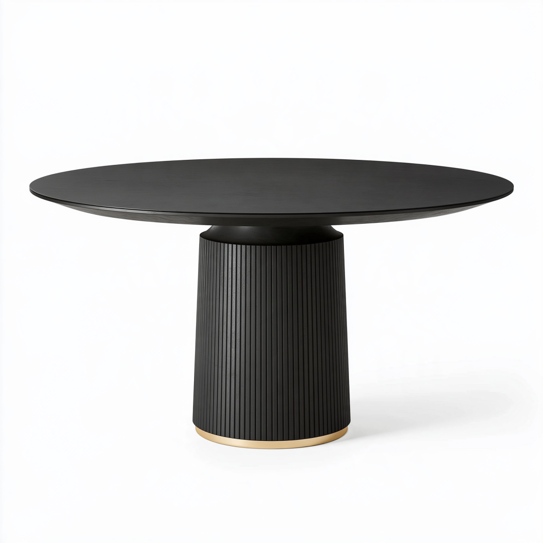 Table de salle à manger ovale 180 x 100 x 75 cm noire effet bois pied cannelé