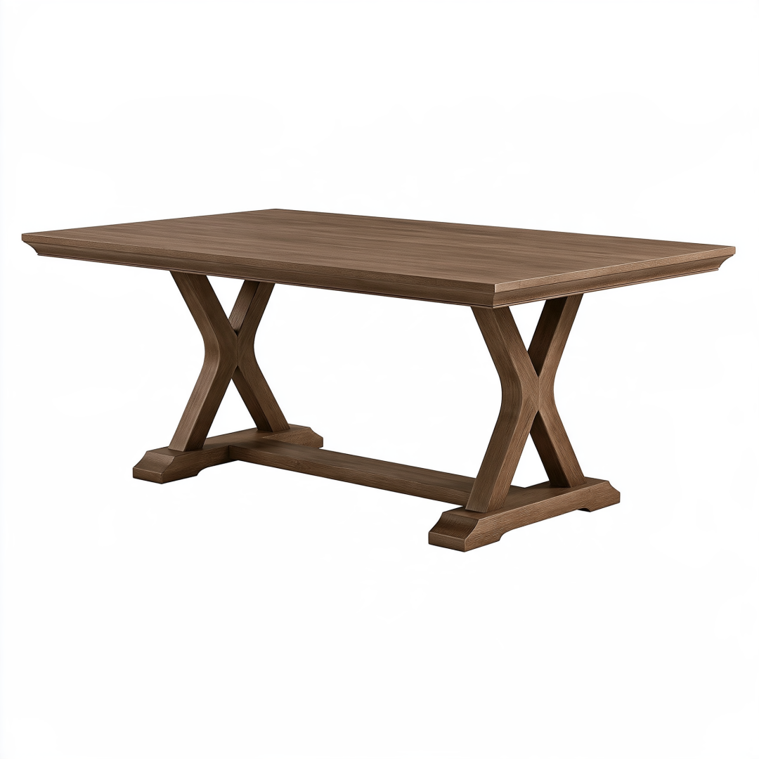 Table de salle à manger 180 x 90 x 76 cm en bois brun style rustique à pieds croisés