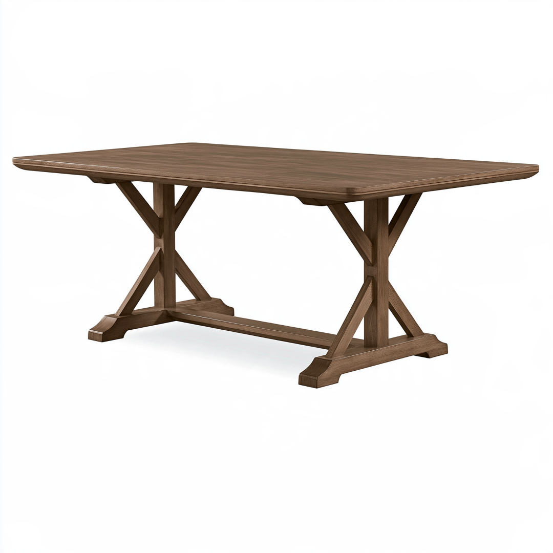 Table à manger 180 x 90 cm en bois marron style ferme