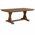 Table de salle à manger 180 x 90 cm en bois brun style rustique à piètement tréteau