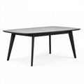 Table à manger 180 x 90 cm plateau effet pierre gris pieds en bois noir style contemporain